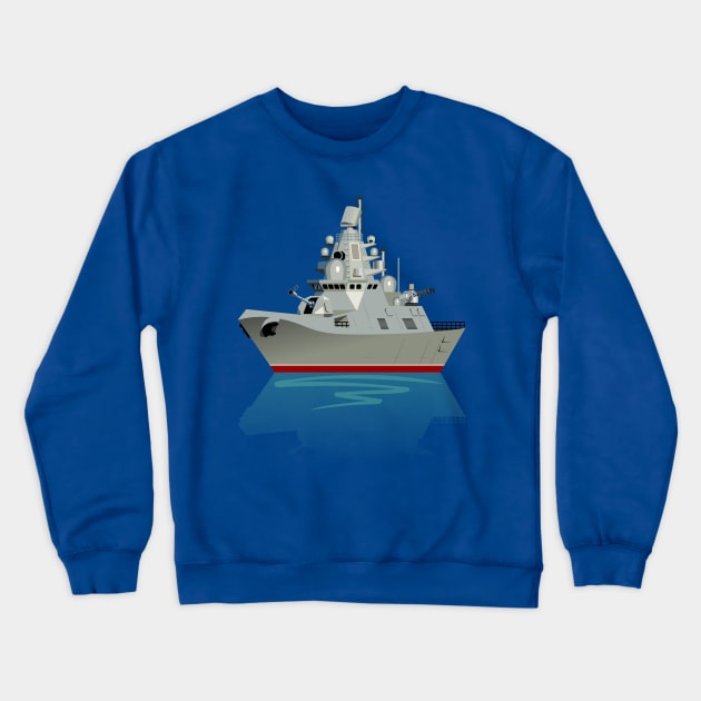 cartoon modern military frigate Crewneck Sweatshirt by Mechanik